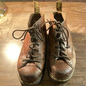 Dr. Martens Brown Leather monkey Boots made in England vintage
